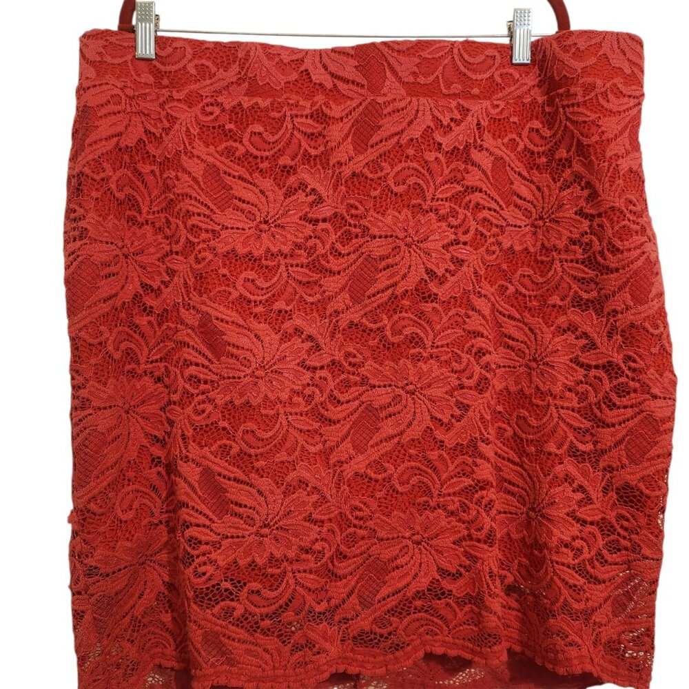 Torrid Coral Lace Pencil Knee Length Skirt Size 3 (3X) - Picture 2 of 7